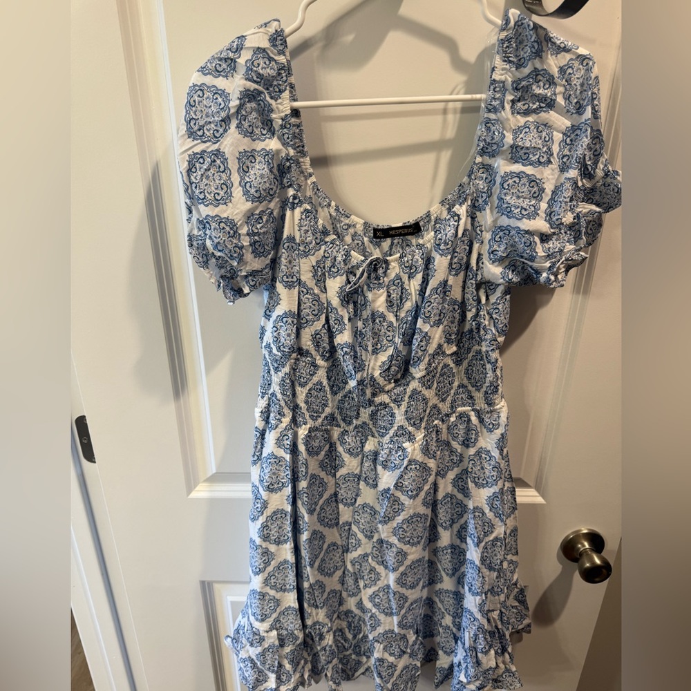 Women’s Hesperus XL Blue Patterned Milkmaid Dress